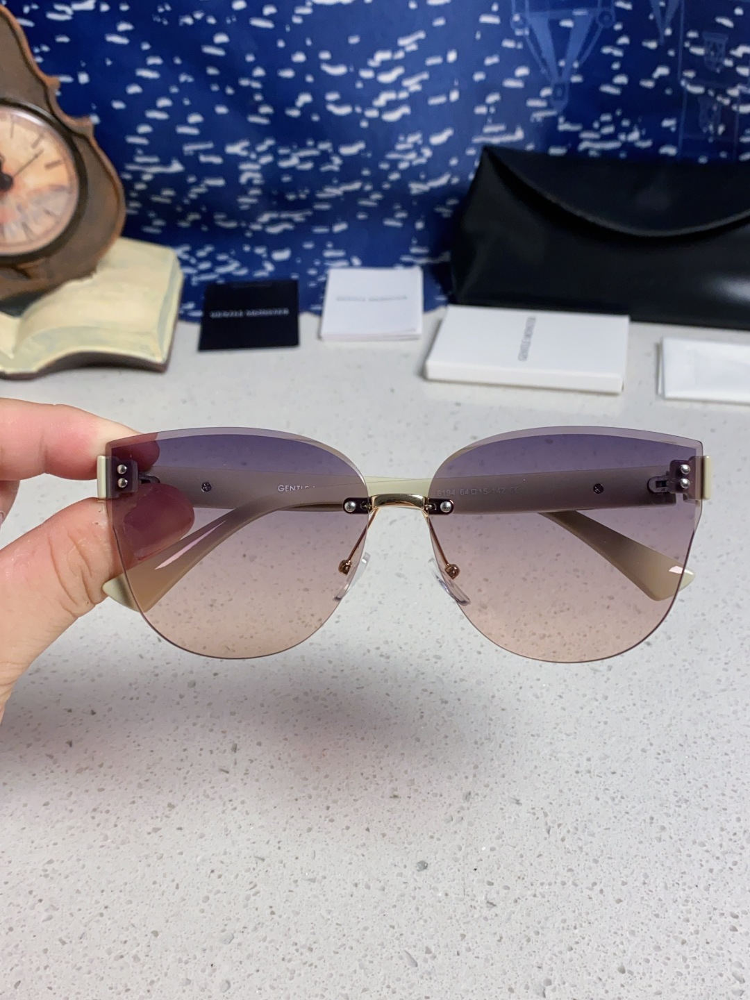 Gentle Moster(GM) 2025新款猫眼高级感无框大脸太阳镜女潮防晒防紫外线个性墨镜女士 型