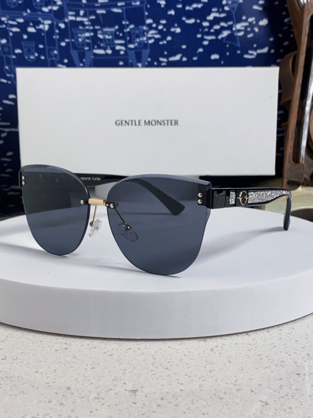 Gentle Moster(GM) 2025新款猫眼高级感无框大脸太阳镜女潮防晒防紫外线个性墨镜女士 型