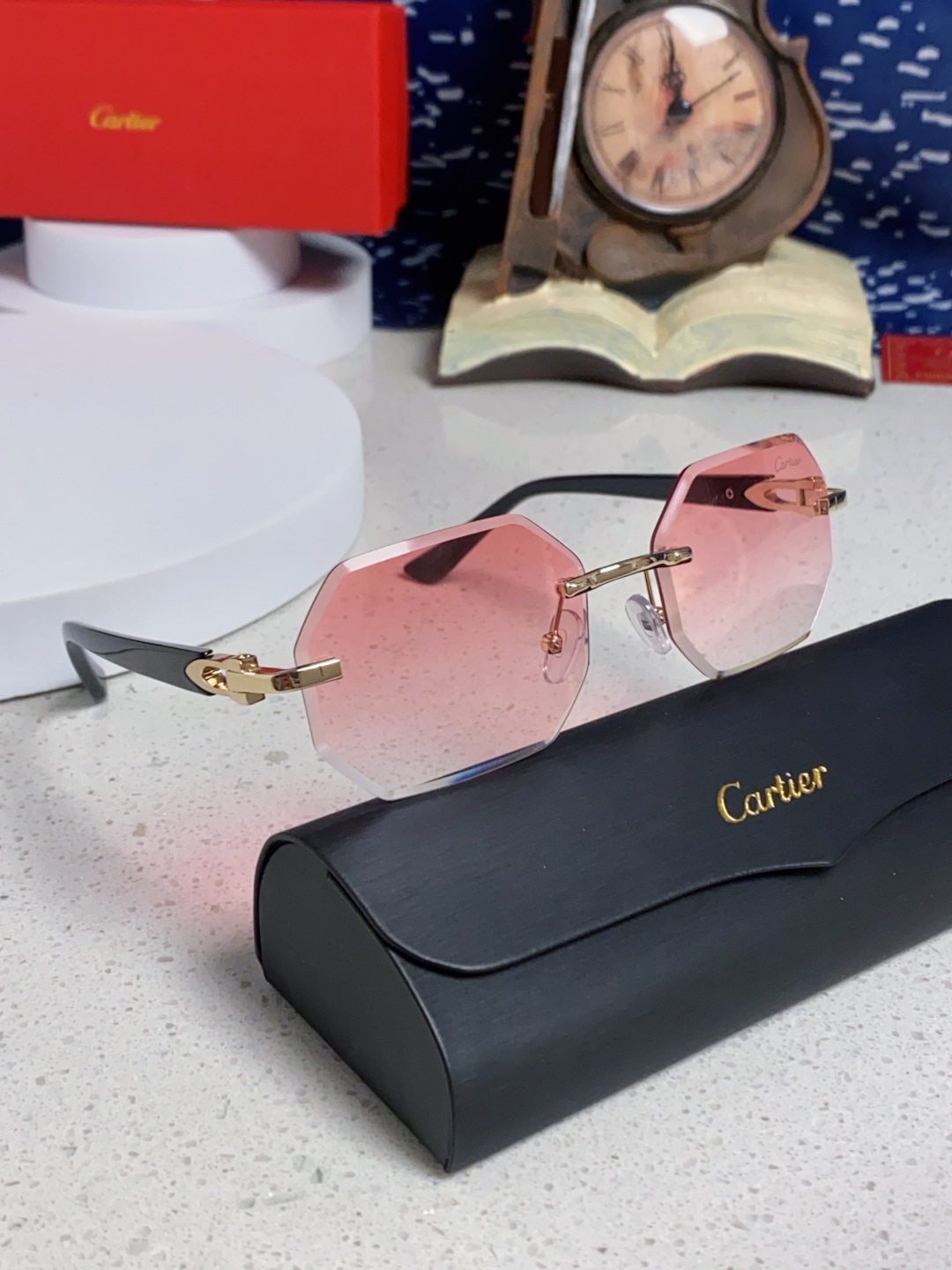 Cartier卡地亚 2025新款钻石切边新款墨镜感欧美无框潮流高级男女通用太阳镜