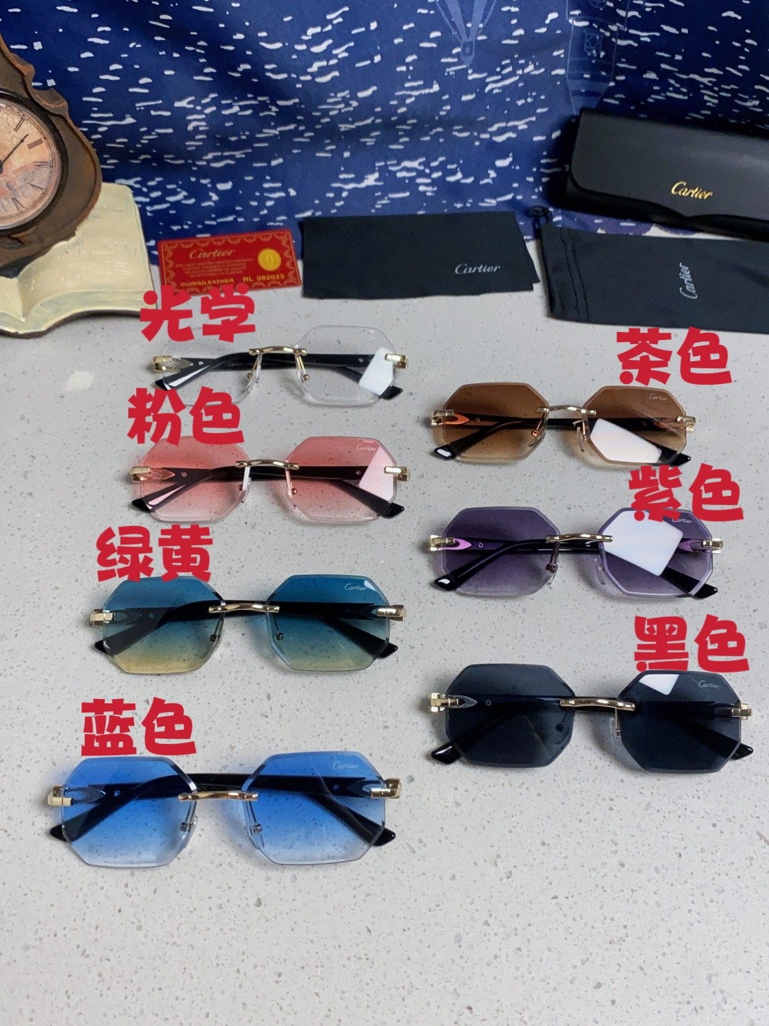 Cartier卡地亚 2025新款钻石切边新款墨镜感欧美无框潮流高级男女通用太阳镜