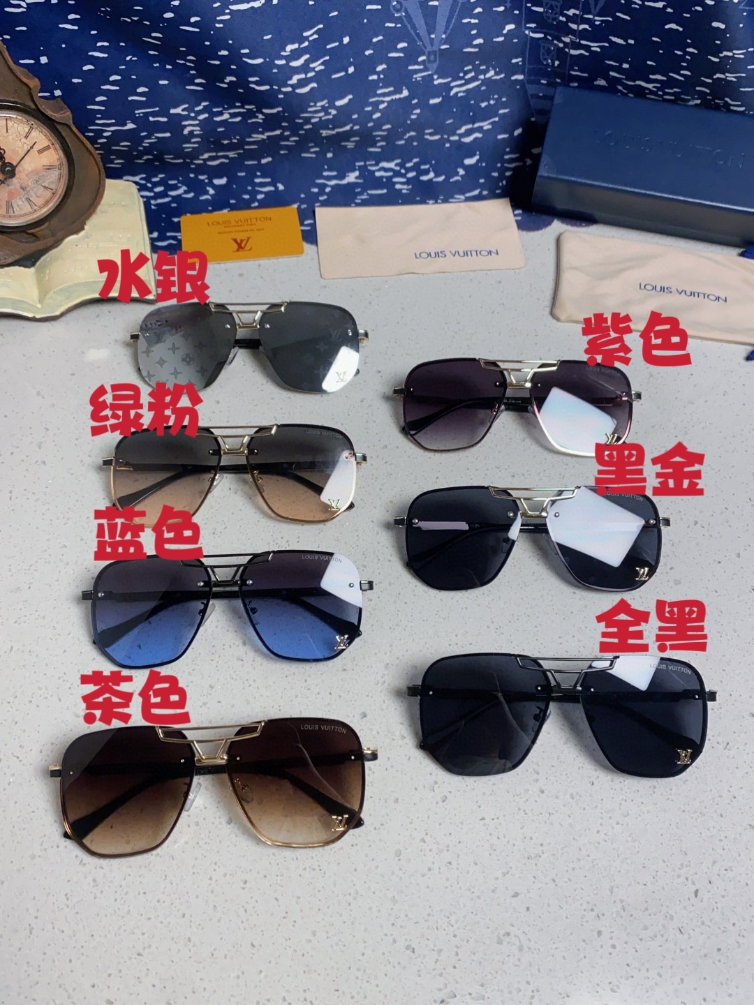 LouisVuitton路易威登 2025新款Lv墨镜新款双梁飞行员金属大框太阳镜男女通用