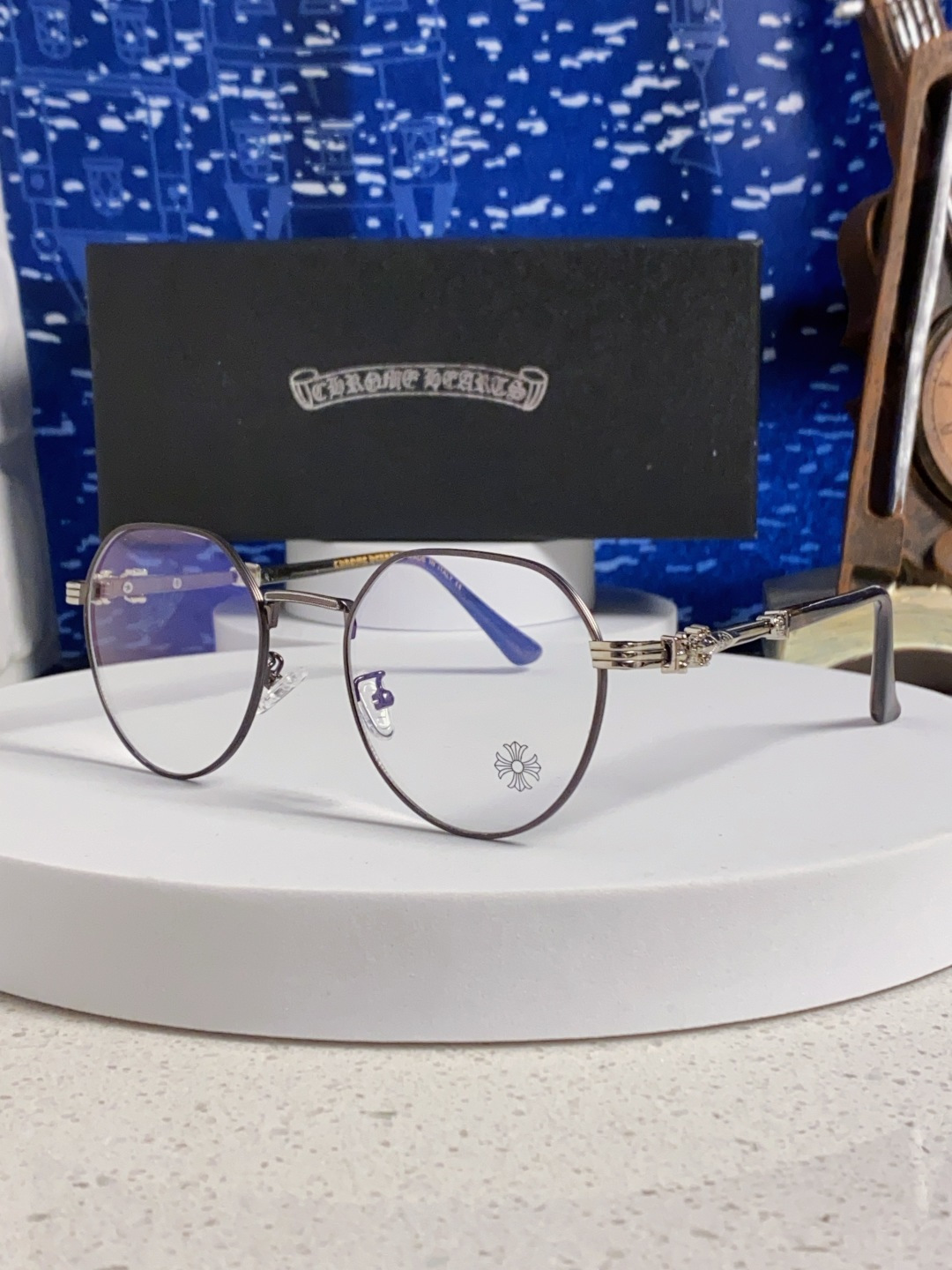 Chrome Hearts 克罗心 2025新款素颜神器眼镜框复古男女韩版潮配近视圆框大脸网红防蓝光平光