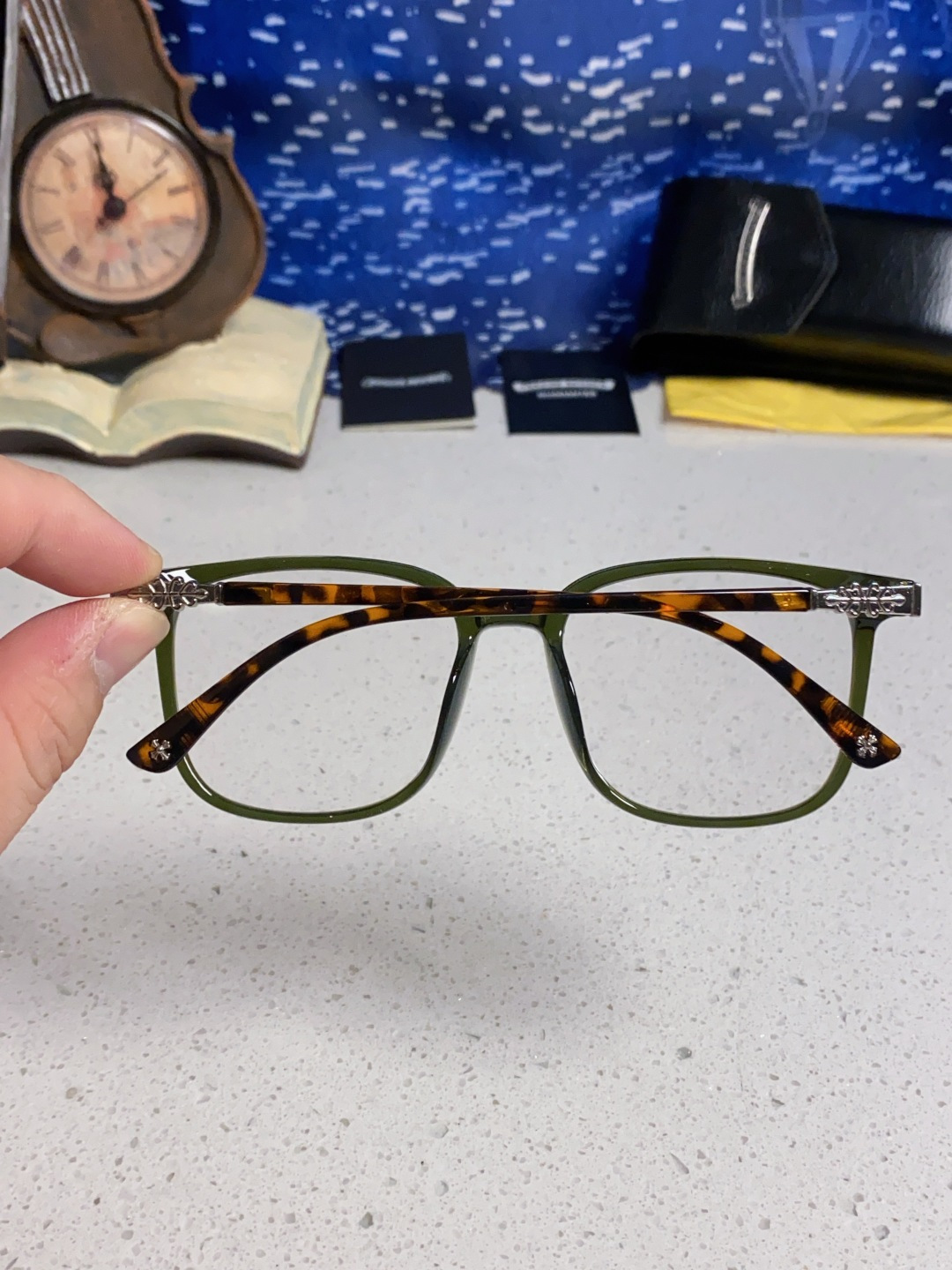 Chrome Hearts 克罗心 2025韩版黑框防蓝光眼镜男女个性可配近视度数素颜平光眼镜架星星装饰