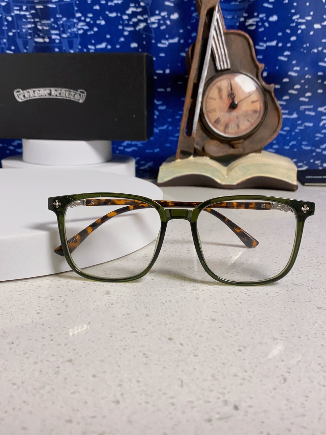 Chrome Hearts 克罗心 2025韩版黑框防蓝光眼镜男女个性可配近视度数素颜平光眼镜架星星装饰