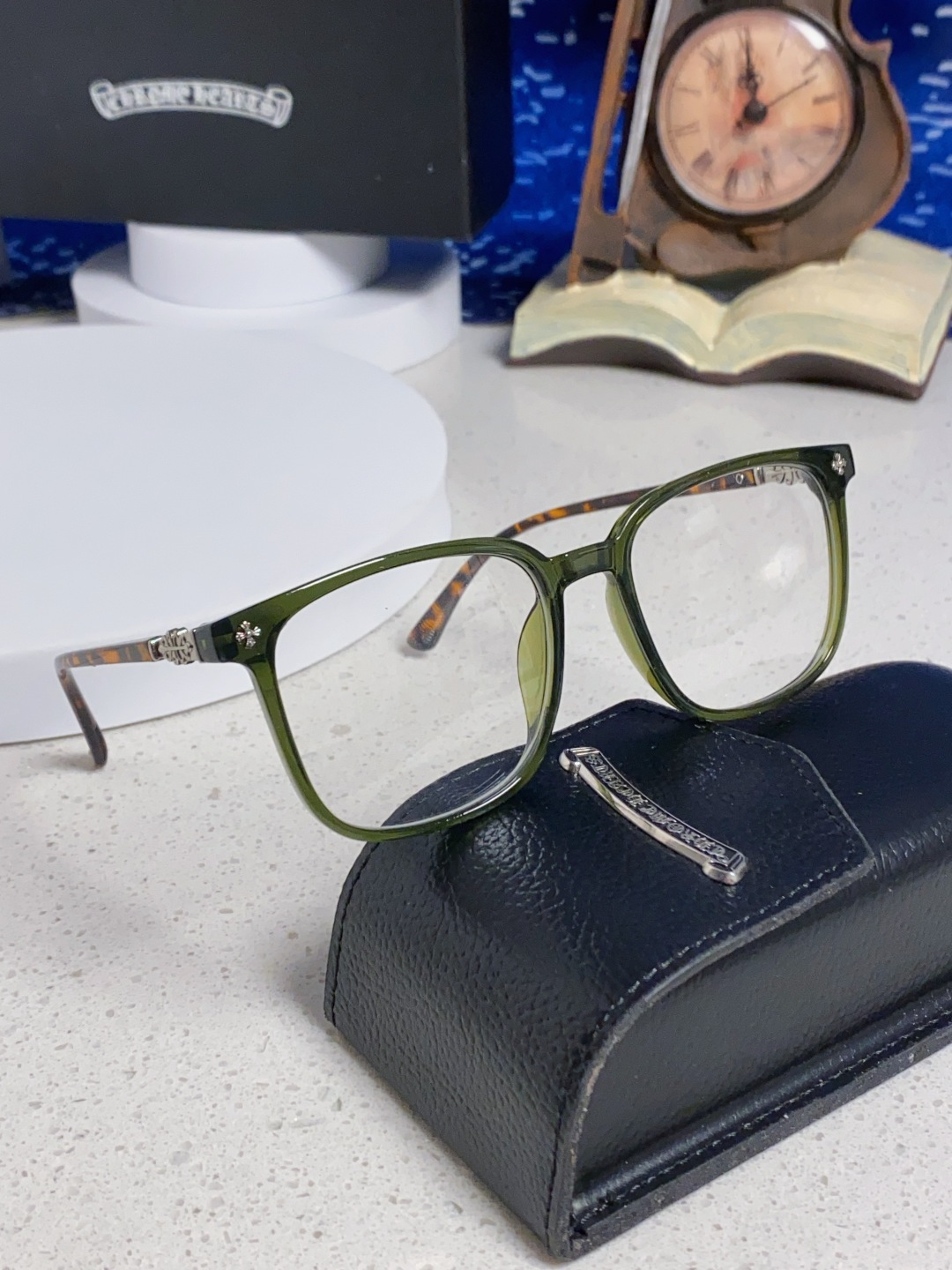 Chrome Hearts 克罗心 2025韩版黑框防蓝光眼镜男女个性可配近视度数素颜平光眼镜架星星装饰