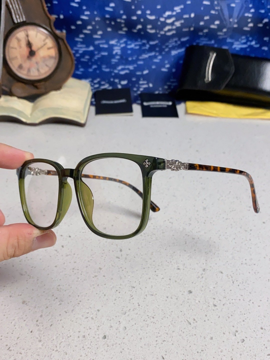 Chrome Hearts 克罗心 2025韩版黑框防蓝光眼镜男女个性可配近视度数素颜平光眼镜架星星装饰