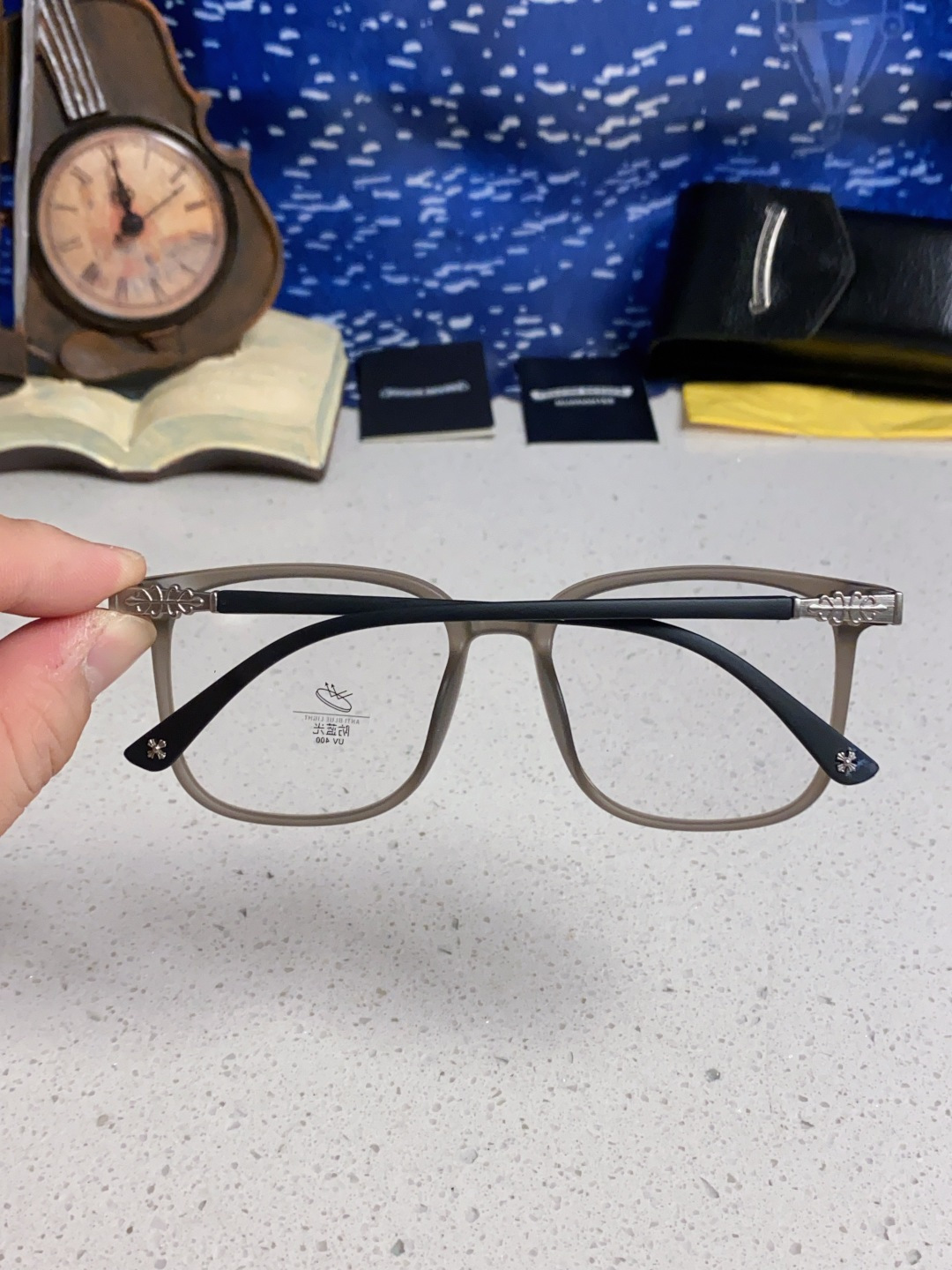 Chrome Hearts 克罗心 2025韩版黑框防蓝光眼镜男女个性可配近视度数素颜平光眼镜架星星装饰