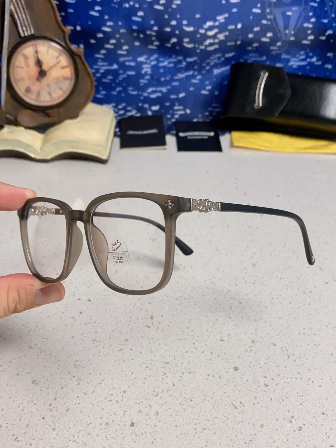 Chrome Hearts 克罗心 2025韩版黑框防蓝光眼镜男女个性可配近视度数素颜平光眼镜架星星装饰