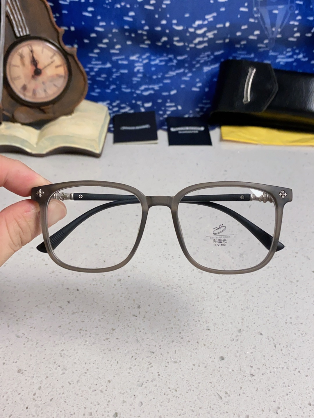 Chrome Hearts 克罗心 2025韩版黑框防蓝光眼镜男女个性可配近视度数素颜平光眼镜架星星装饰