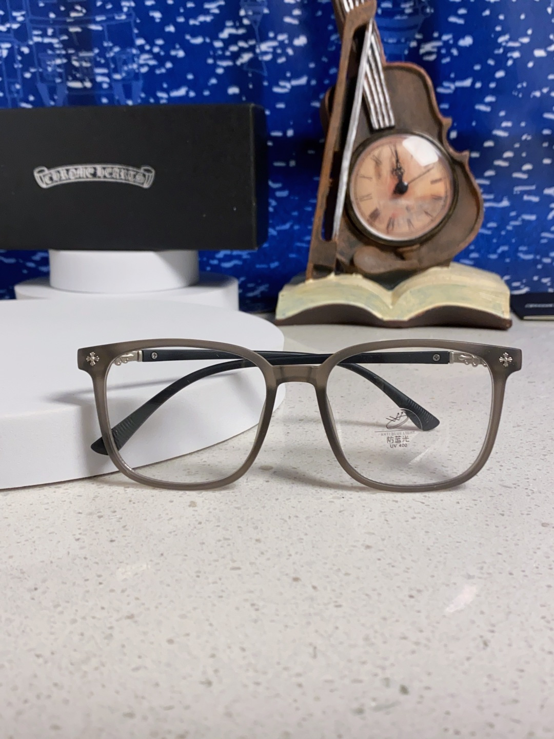 Chrome Hearts 克罗心 2025韩版黑框防蓝光眼镜男女个性可配近视度数素颜平光眼镜架星星装饰