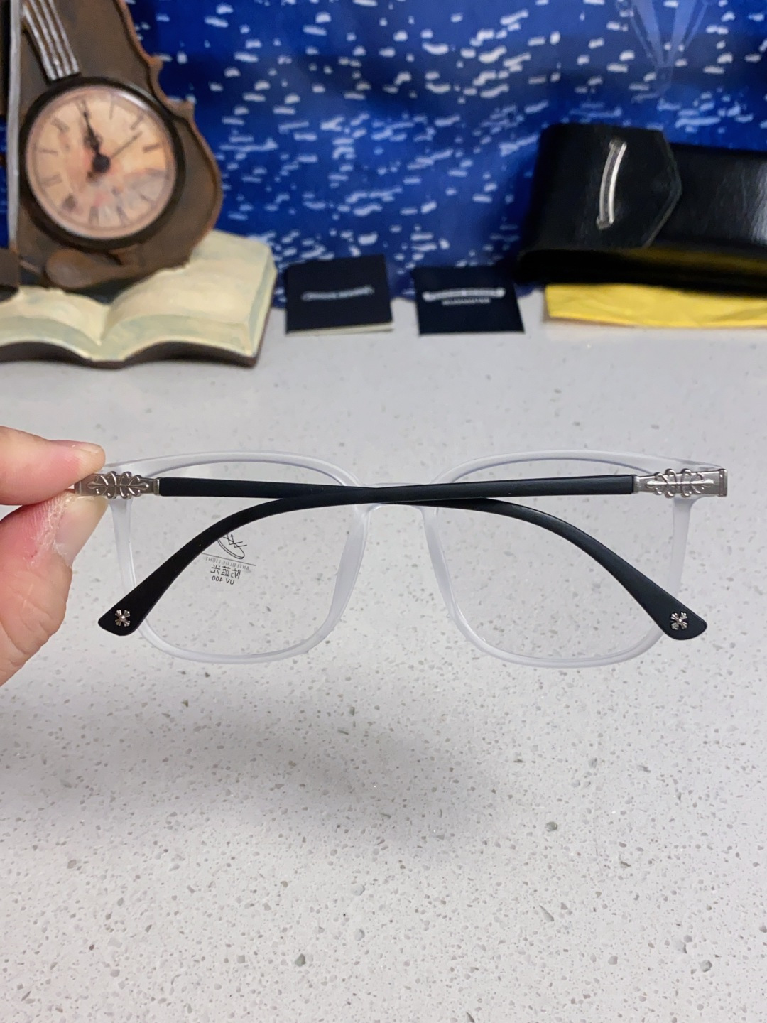 Chrome Hearts 克罗心 2025韩版黑框防蓝光眼镜男女个性可配近视度数素颜平光眼镜架星星装饰