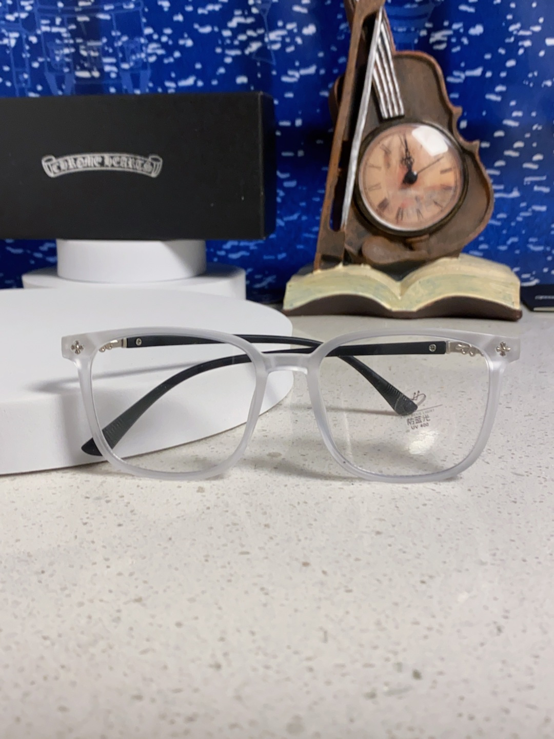 Chrome Hearts 克罗心 2025韩版黑框防蓝光眼镜男女个性可配近视度数素颜平光眼镜架星星装饰