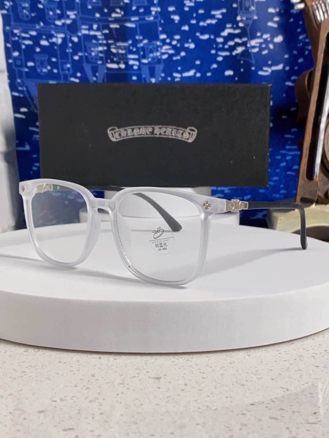 Chrome Hearts 克罗心 2025韩版黑框防蓝光眼镜男女个性可配近视度数素颜平光眼镜架星星装饰