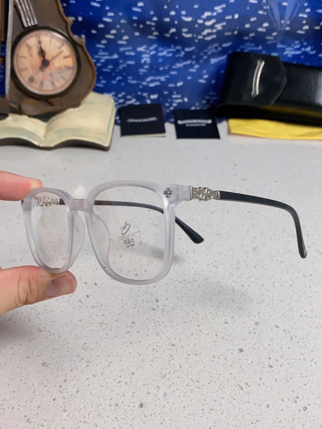 Chrome Hearts 克罗心 2025韩版黑框防蓝光眼镜男女个性可配近视度数素颜平光眼镜架星星装饰