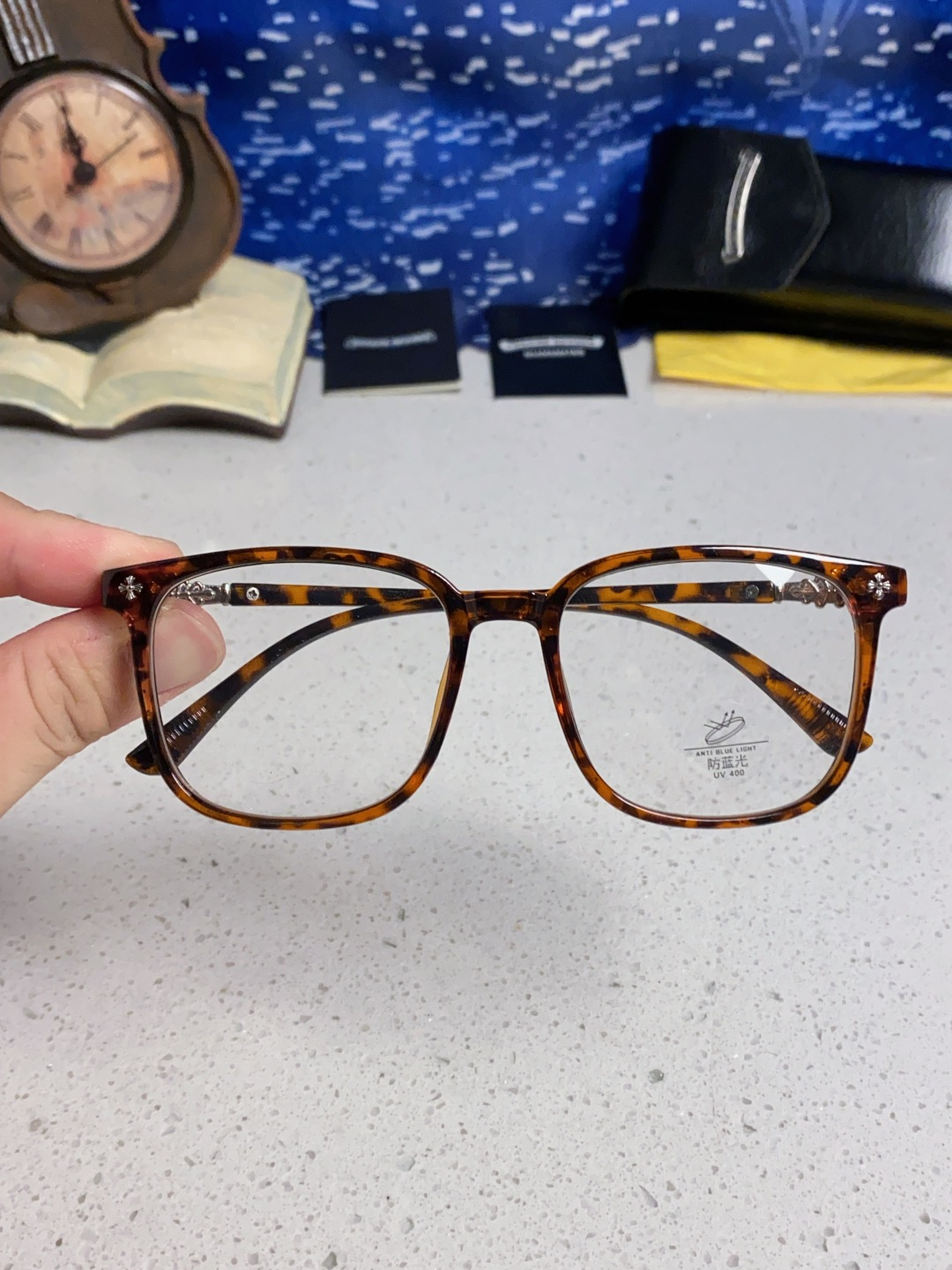 Chrome Hearts 克罗心 2025韩版黑框防蓝光眼镜男女个性可配近视度数素颜平光眼镜架星星装饰