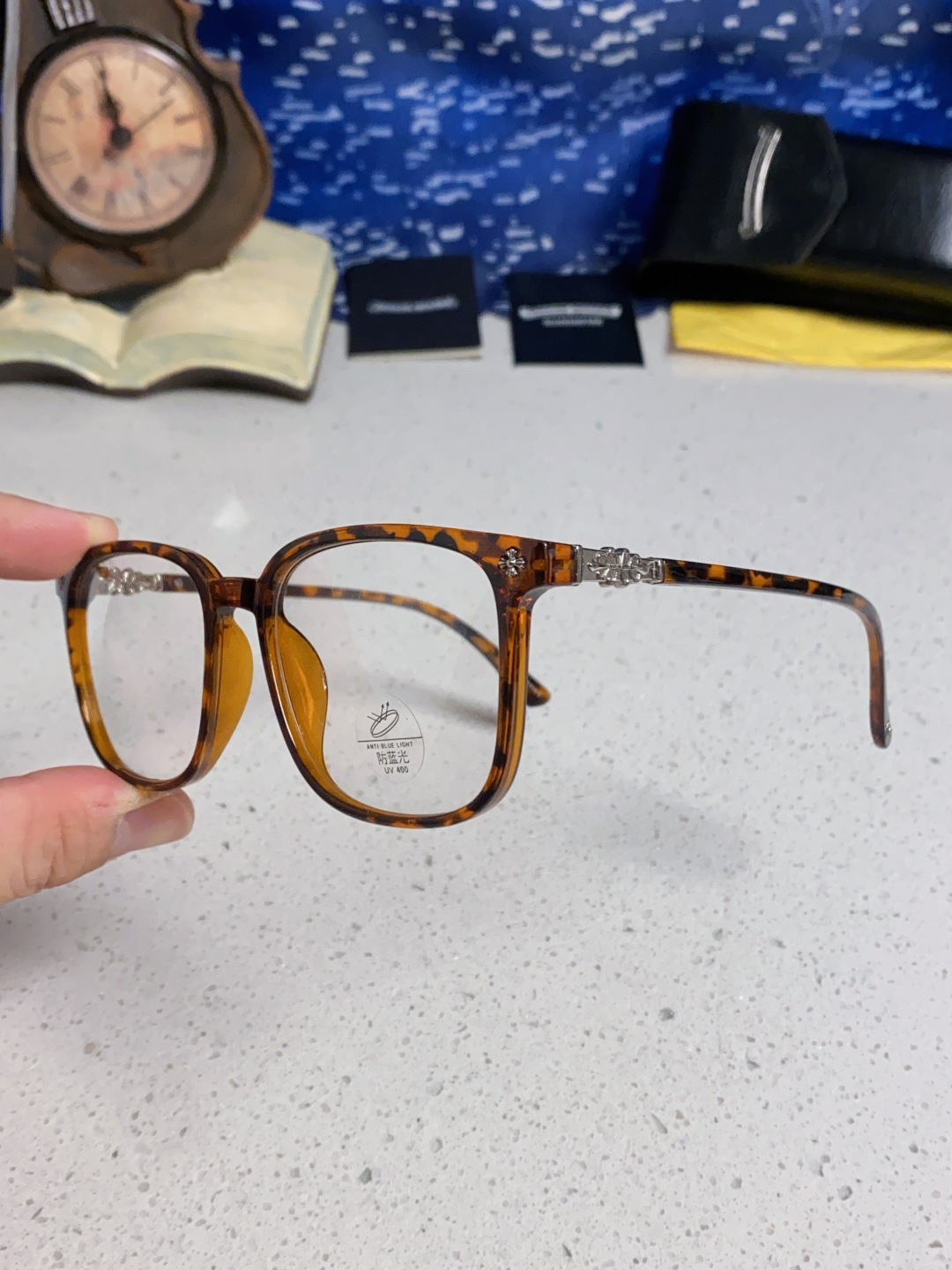 Chrome Hearts 克罗心 2025韩版黑框防蓝光眼镜男女个性可配近视度数素颜平光眼镜架星星装饰