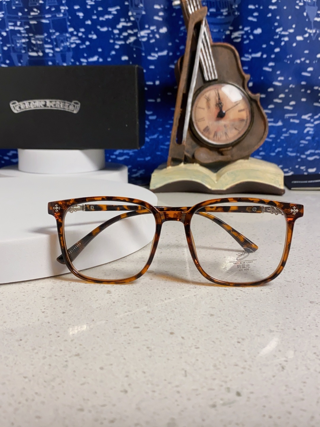 Chrome Hearts 克罗心 2025韩版黑框防蓝光眼镜男女个性可配近视度数素颜平光眼镜架星星装饰