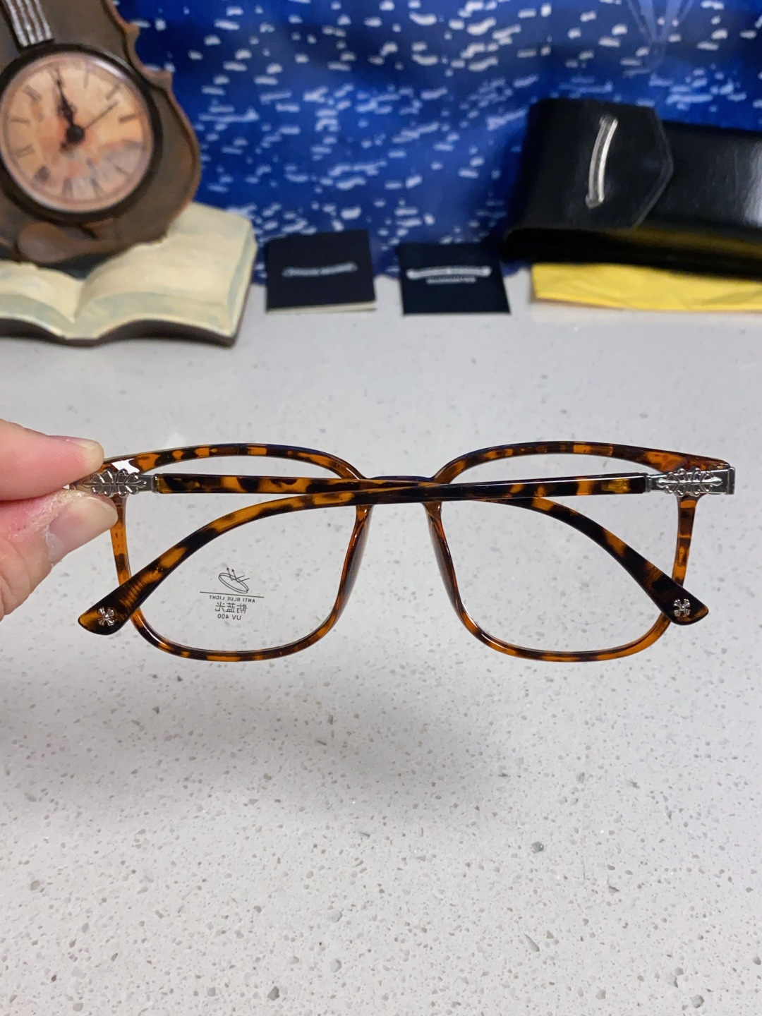 Chrome Hearts 克罗心 2025韩版黑框防蓝光眼镜男女个性可配近视度数素颜平光眼镜架星星装饰