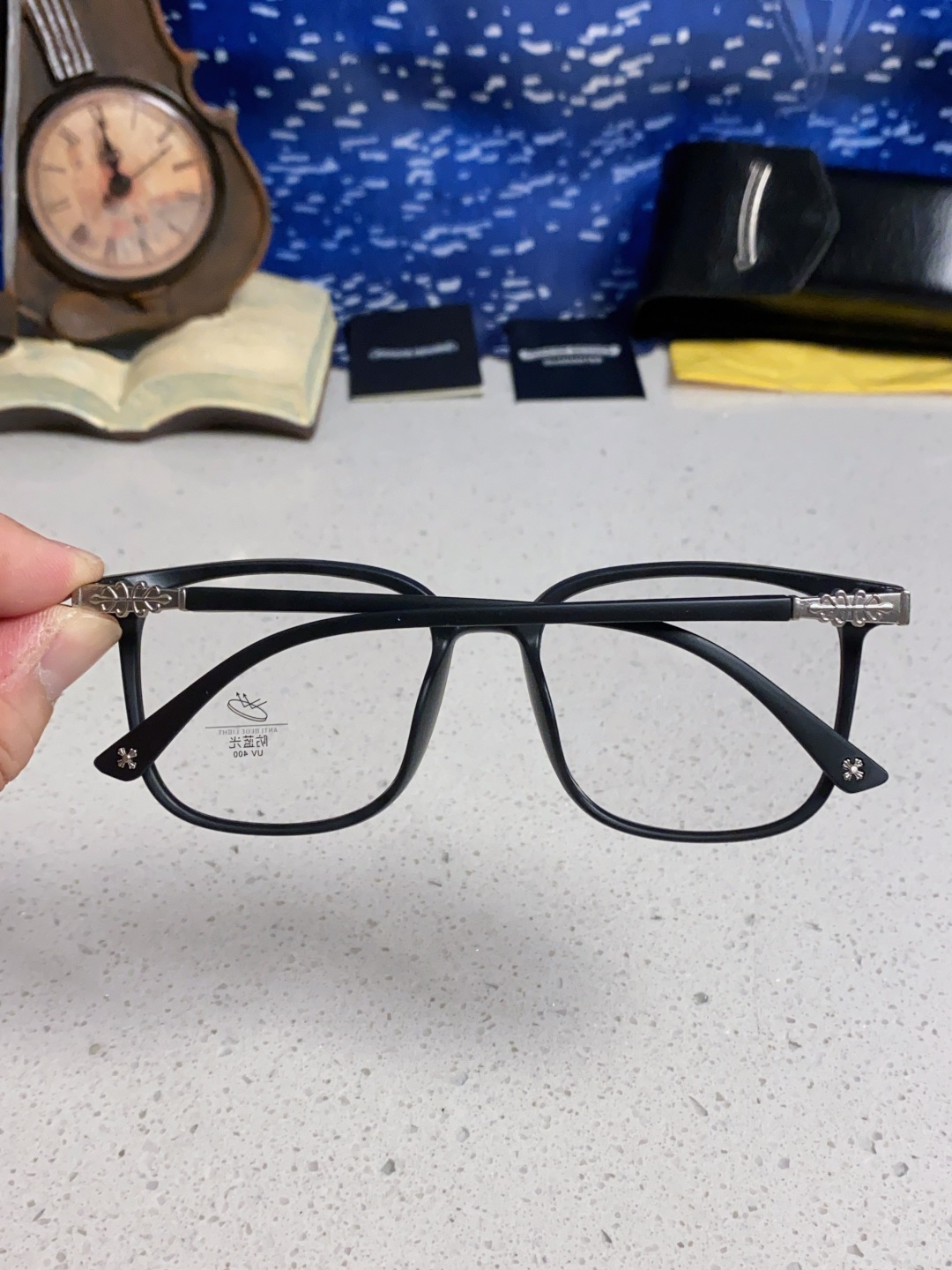 Chrome Hearts 克罗心 2025韩版黑框防蓝光眼镜男女个性可配近视度数素颜平光眼镜架星星装饰