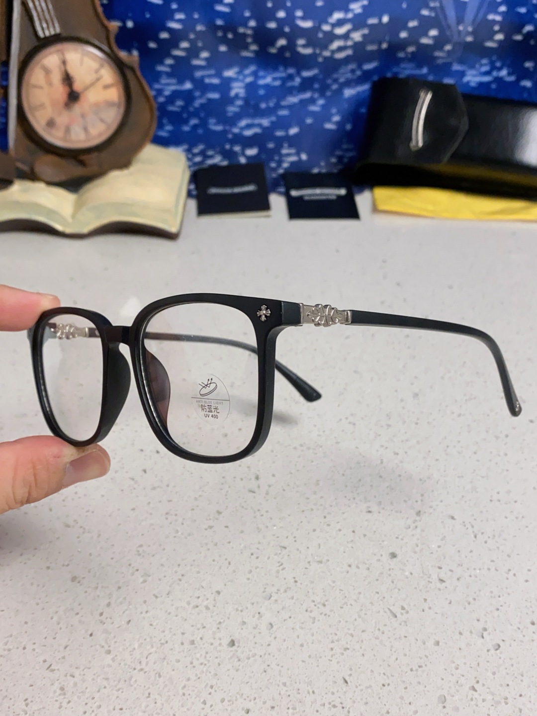 Chrome Hearts 克罗心 2025韩版黑框防蓝光眼镜男女个性可配近视度数素颜平光眼镜架星星装饰