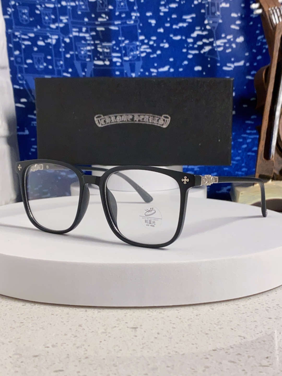 Chrome Hearts 克罗心 2025韩版黑框防蓝光眼镜男女个性可配近视度数素颜平光眼镜架星星装饰