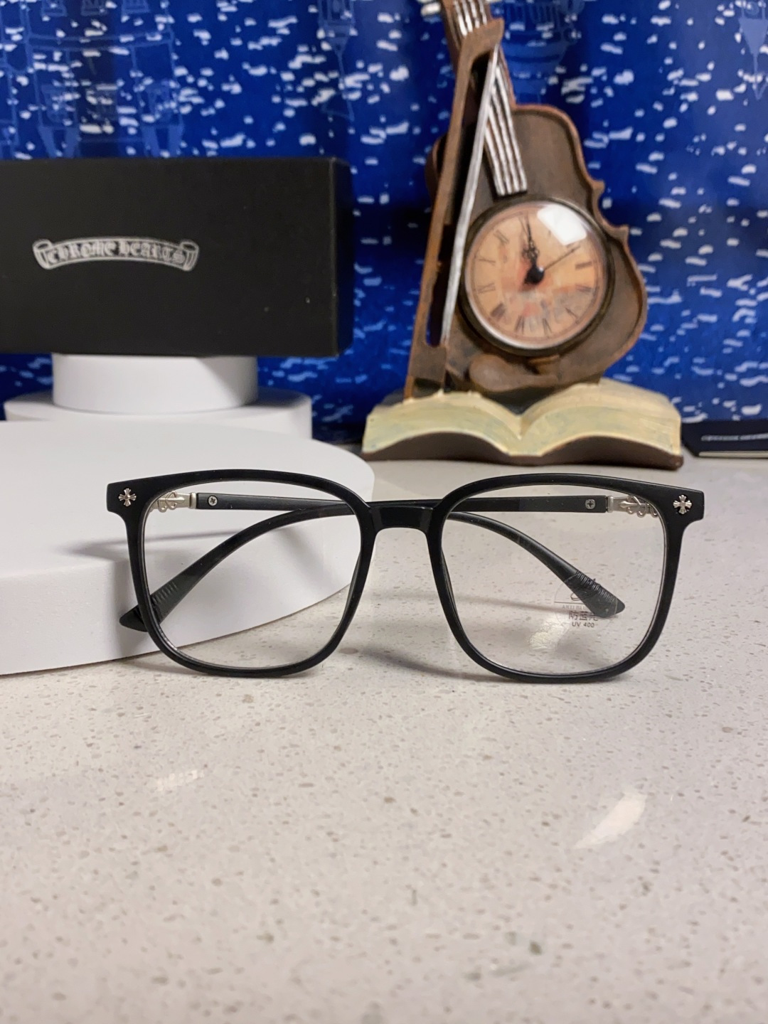 Chrome Hearts 克罗心 2025韩版黑框防蓝光眼镜男女个性可配近视度数素颜平光眼镜架星星装饰