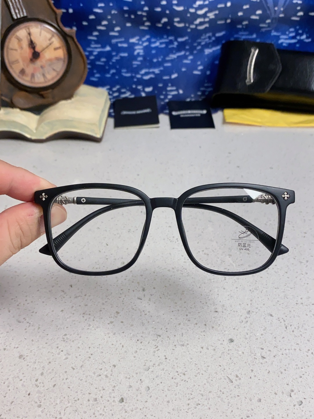 Chrome Hearts 克罗心 2025韩版黑框防蓝光眼镜男女个性可配近视度数素颜平光眼镜架星星装饰