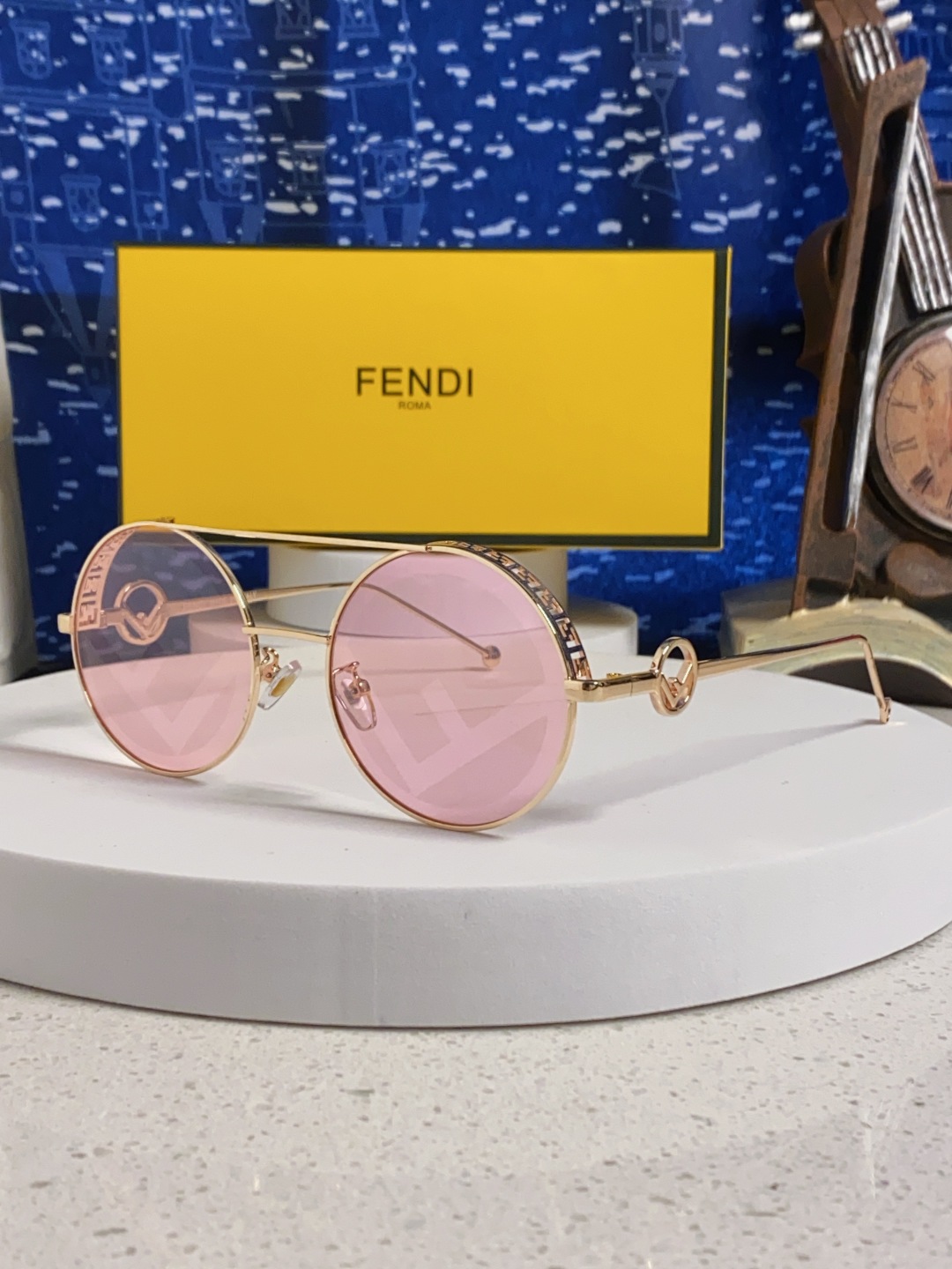 Fendi芬迪 2025新款赛博朋克未来感双梁圆形窄框墨镜男女潮人小脸显瘦嘻哈太阳眼镜