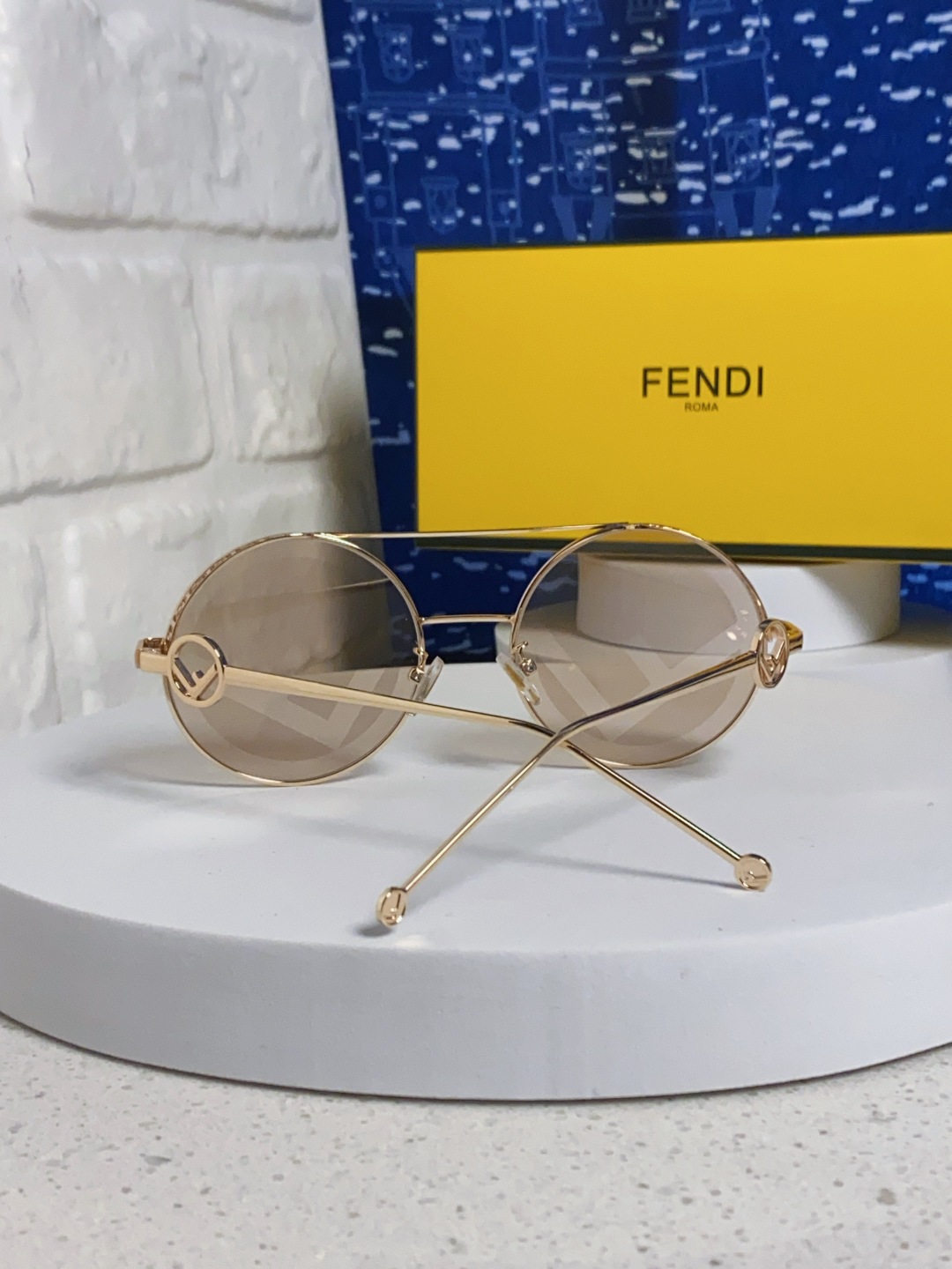 Fendi芬迪 2025新款赛博朋克未来感双梁圆形窄框墨镜男女潮人小脸显瘦嘻哈太阳眼镜
