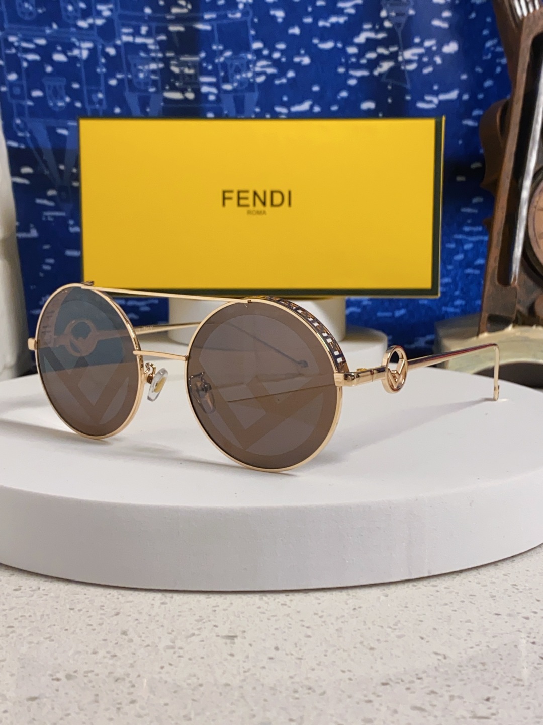 Fendi芬迪 2025新款赛博朋克未来感双梁圆形窄框墨镜男女潮人小脸显瘦嘻哈太阳眼镜