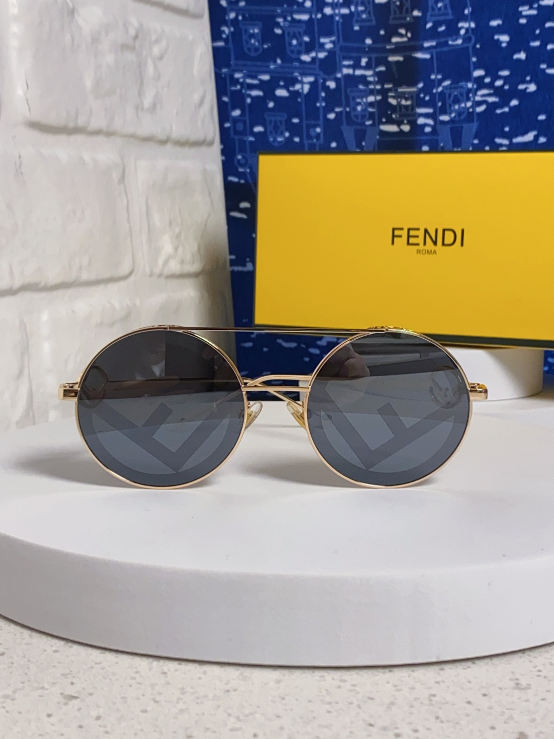 Fendi芬迪 2025新款赛博朋克未来感双梁圆形窄框墨镜男女潮人小脸显瘦嘻哈太阳眼镜