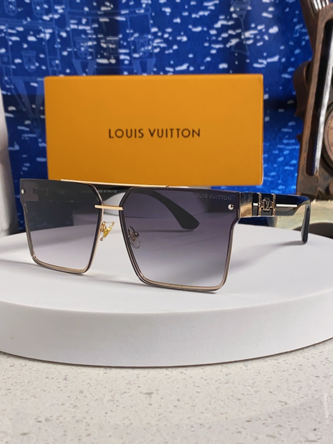 LOUISVUITTON路易威登 2025新款LV高级感无框墨镜女潮欧美复古大框切边眼镜防紫外线太阳镜海