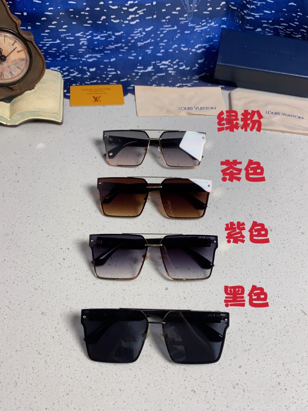 LOUISVUITTON路易威登 2025新款LV高级感无框墨镜女潮欧美复古大框切边眼镜防紫外线太阳镜海