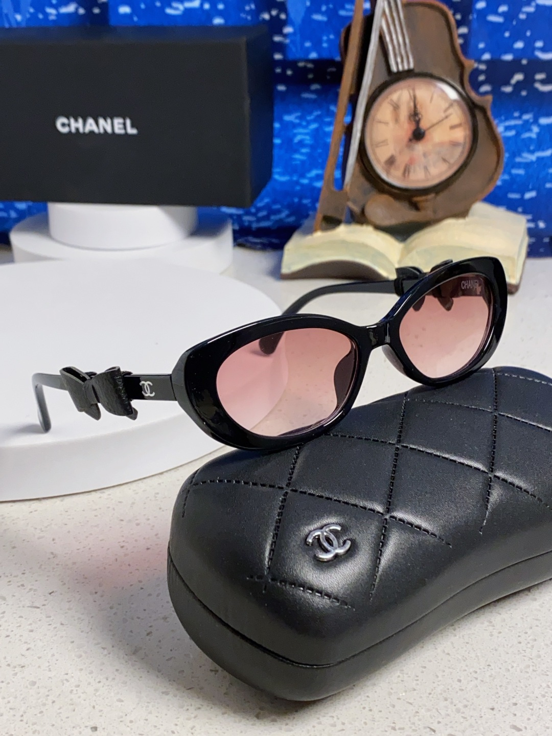 Chanel香奈儿 2025新款辛芷蕾同款墨镜高级版韩版可拆卸蝴蝶结防晒猫眼小香太阳眼镜CH9181