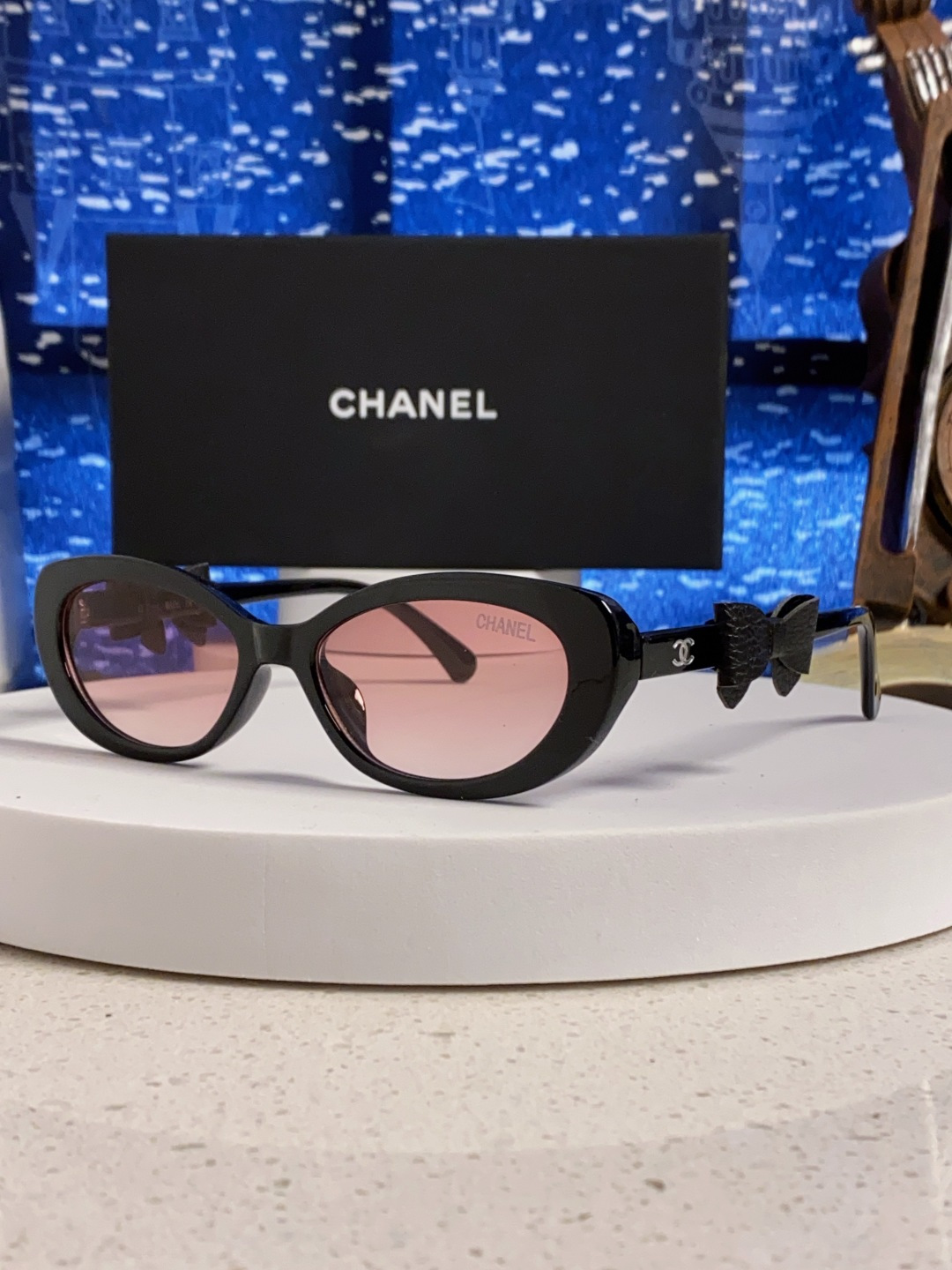 Chanel香奈儿 2025新款辛芷蕾同款墨镜高级版韩版可拆卸蝴蝶结防晒猫眼小香太阳眼镜CH9181