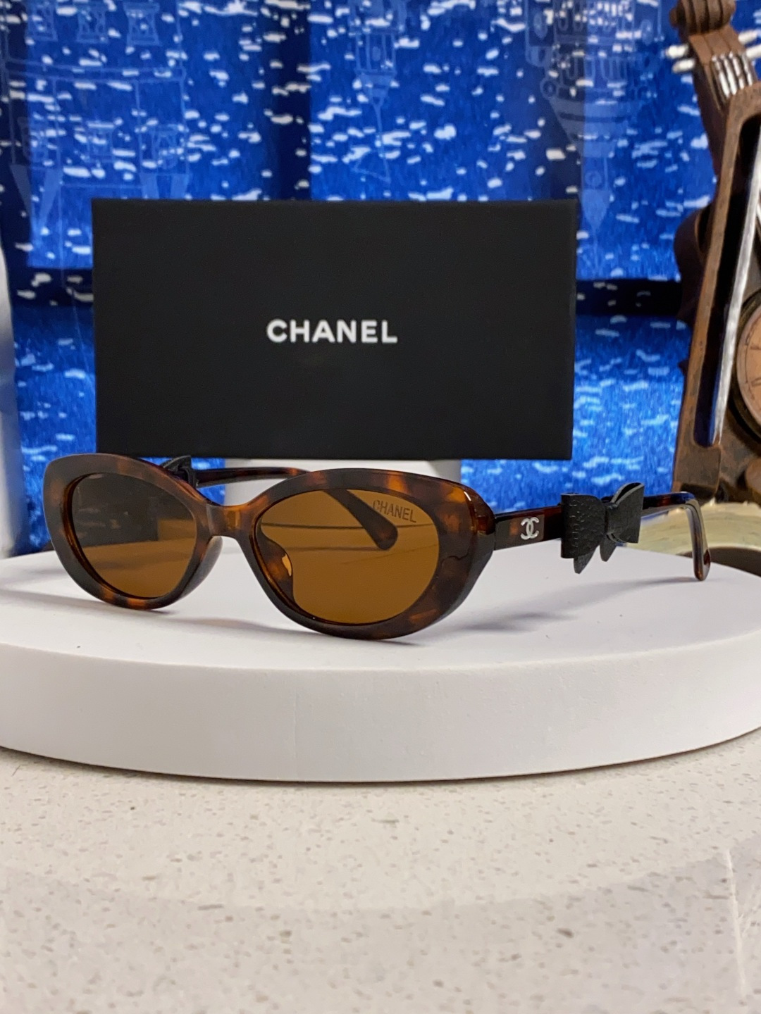 Chanel香奈儿 2025新款辛芷蕾同款墨镜高级版韩版可拆卸蝴蝶结防晒猫眼小香太阳眼镜CH9181