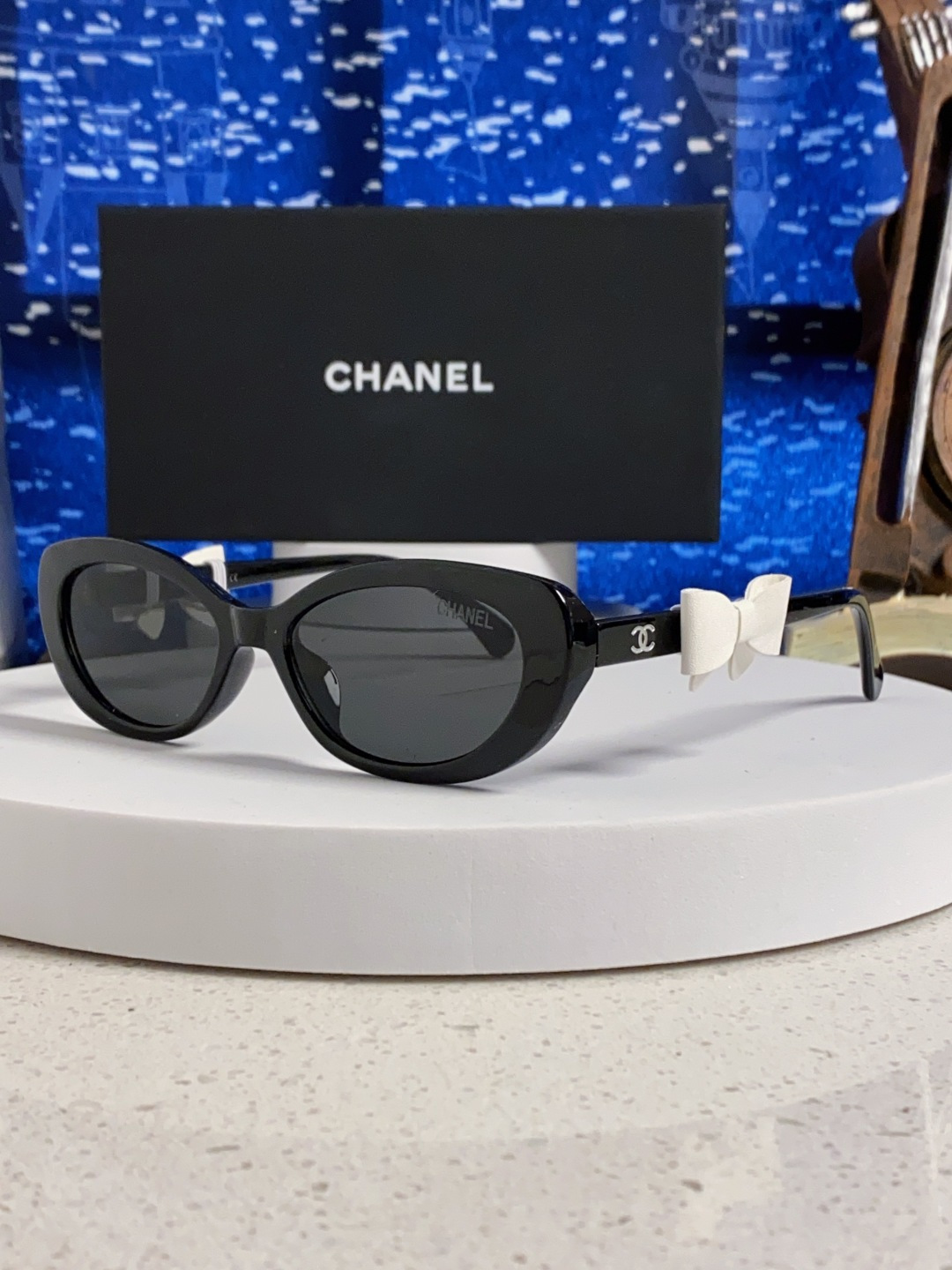 Chanel香奈儿 2025新款辛芷蕾同款墨镜高级版韩版可拆卸蝴蝶结防晒猫眼小香太阳眼镜CH9181