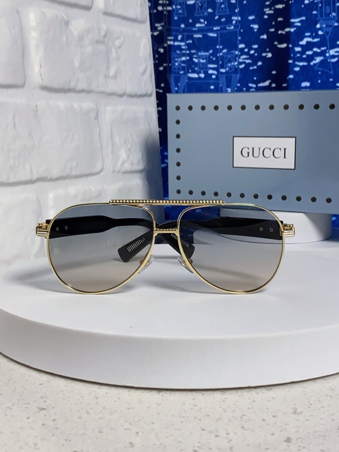 Gucci古奇 2025新款潮款太阳镜防紫外线墨镜男女复古时尚飞行员蛤蟆镜 高端上档次