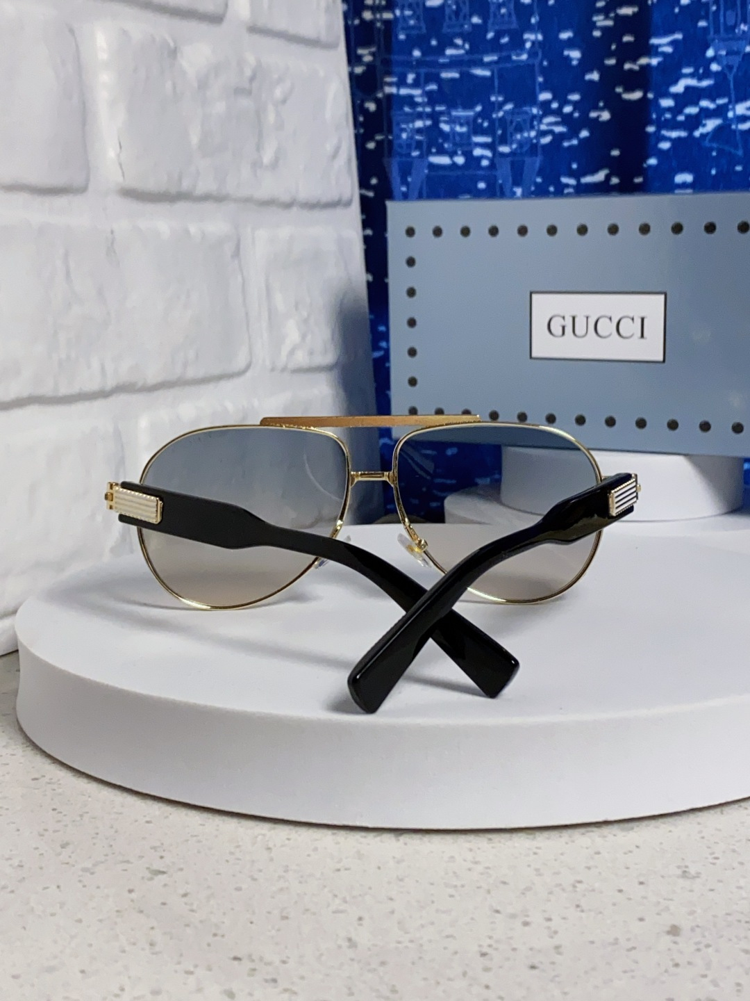 Gucci古奇 2025新款潮款太阳镜防紫外线墨镜男女复古时尚飞行员蛤蟆镜 高端上档次