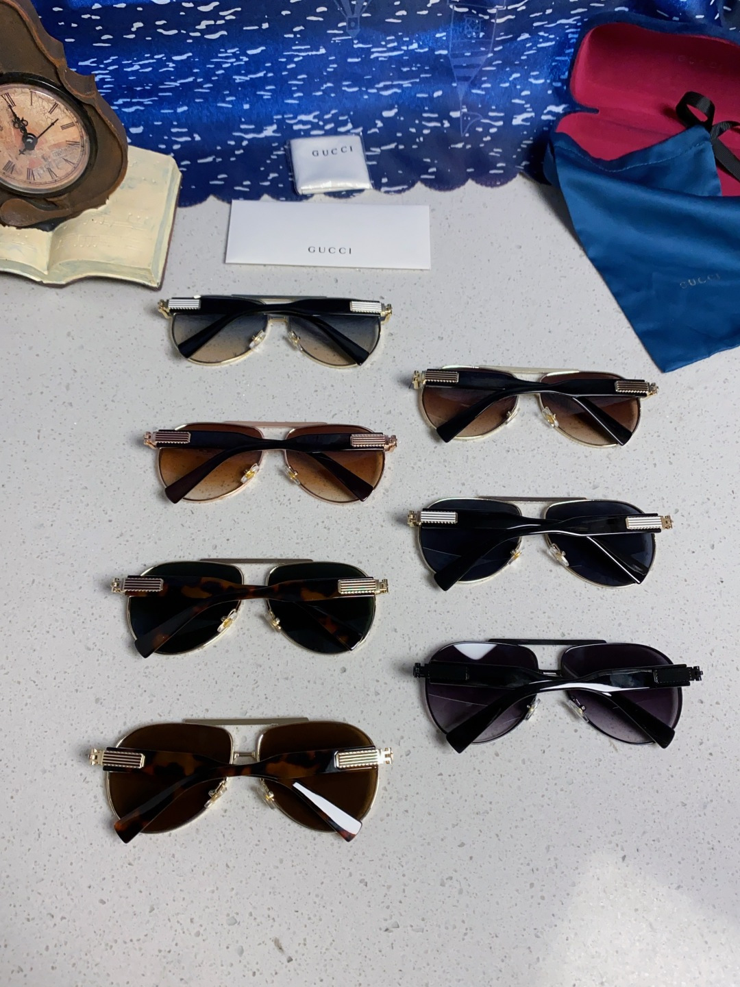 Gucci古奇 2025新款潮款太阳镜防紫外线墨镜男女复古时尚飞行员蛤蟆镜 高端上档次