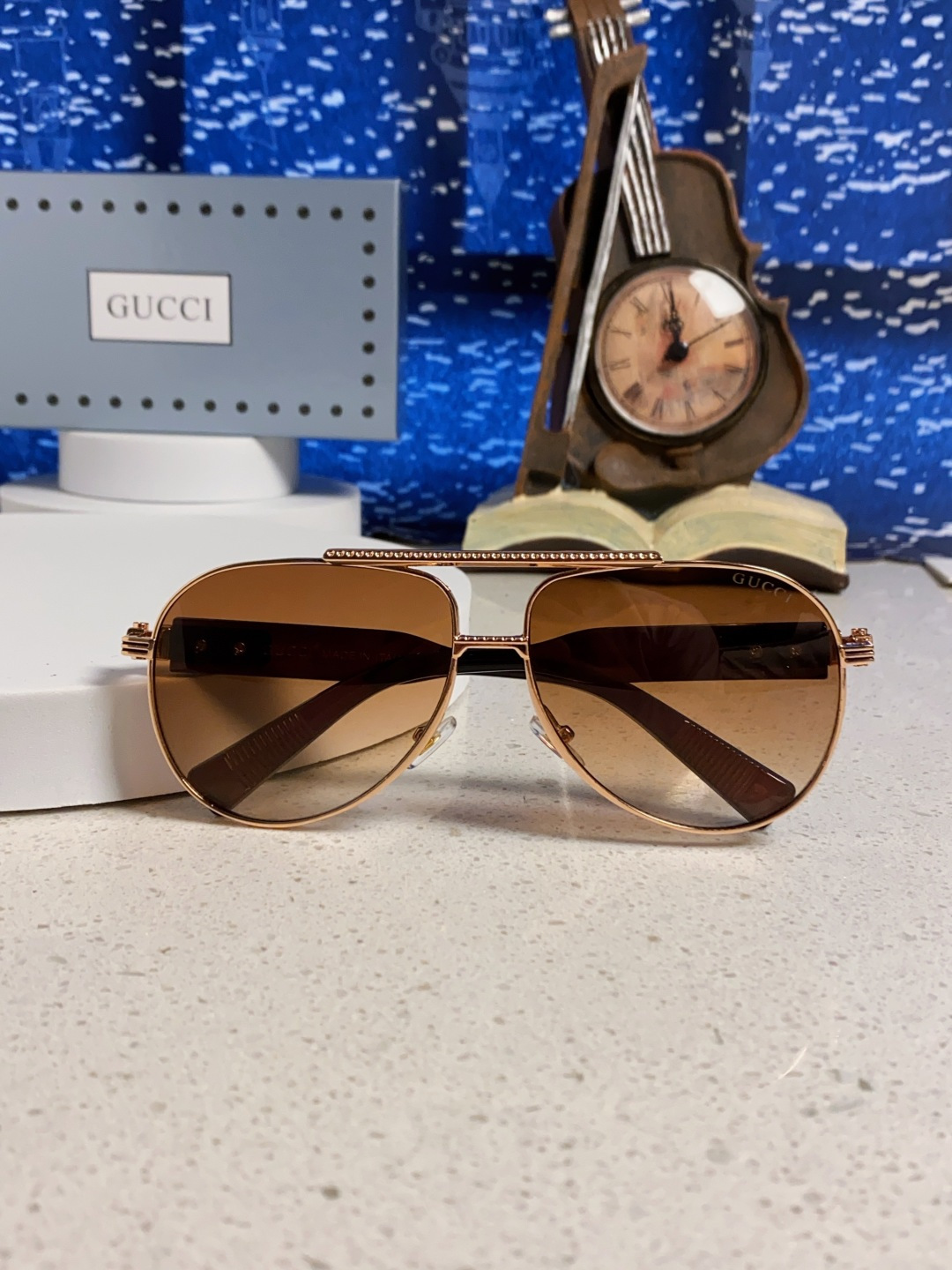 Gucci古奇 2025新款潮款太阳镜防紫外线墨镜男女复古时尚飞行员蛤蟆镜 高端上档次