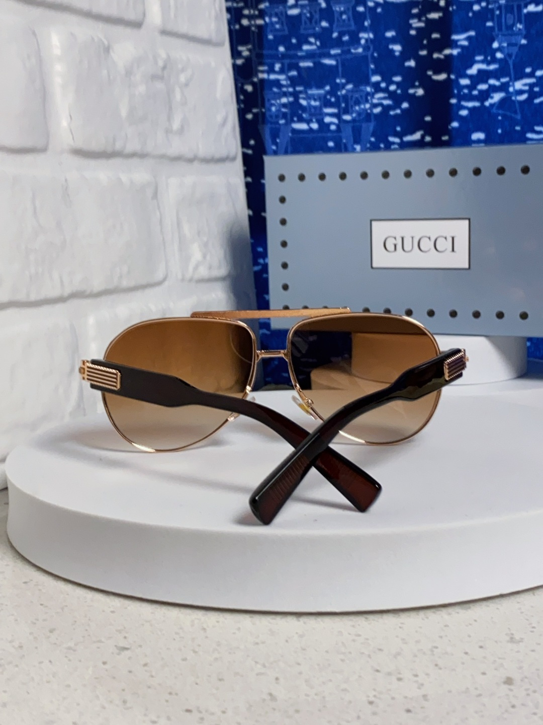 Gucci古奇 2025新款潮款太阳镜防紫外线墨镜男女复古时尚飞行员蛤蟆镜 高端上档次