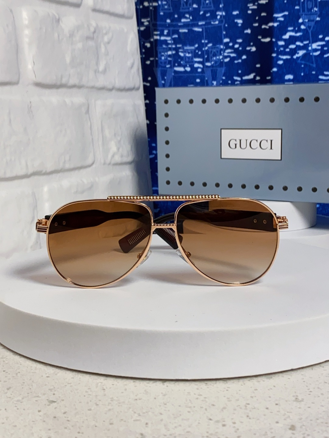 Gucci古奇 2025新款潮款太阳镜防紫外线墨镜男女复古时尚飞行员蛤蟆镜 高端上档次