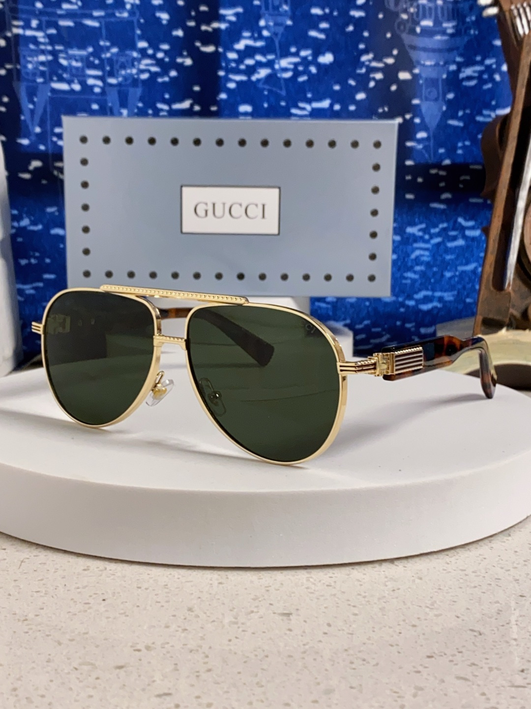 Gucci古奇 2025新款潮款太阳镜防紫外线墨镜男女复古时尚飞行员蛤蟆镜 高端上档次