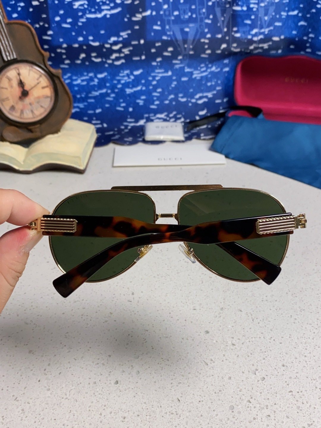 Gucci古奇 2025新款潮款太阳镜防紫外线墨镜男女复古时尚飞行员蛤蟆镜 高端上档次