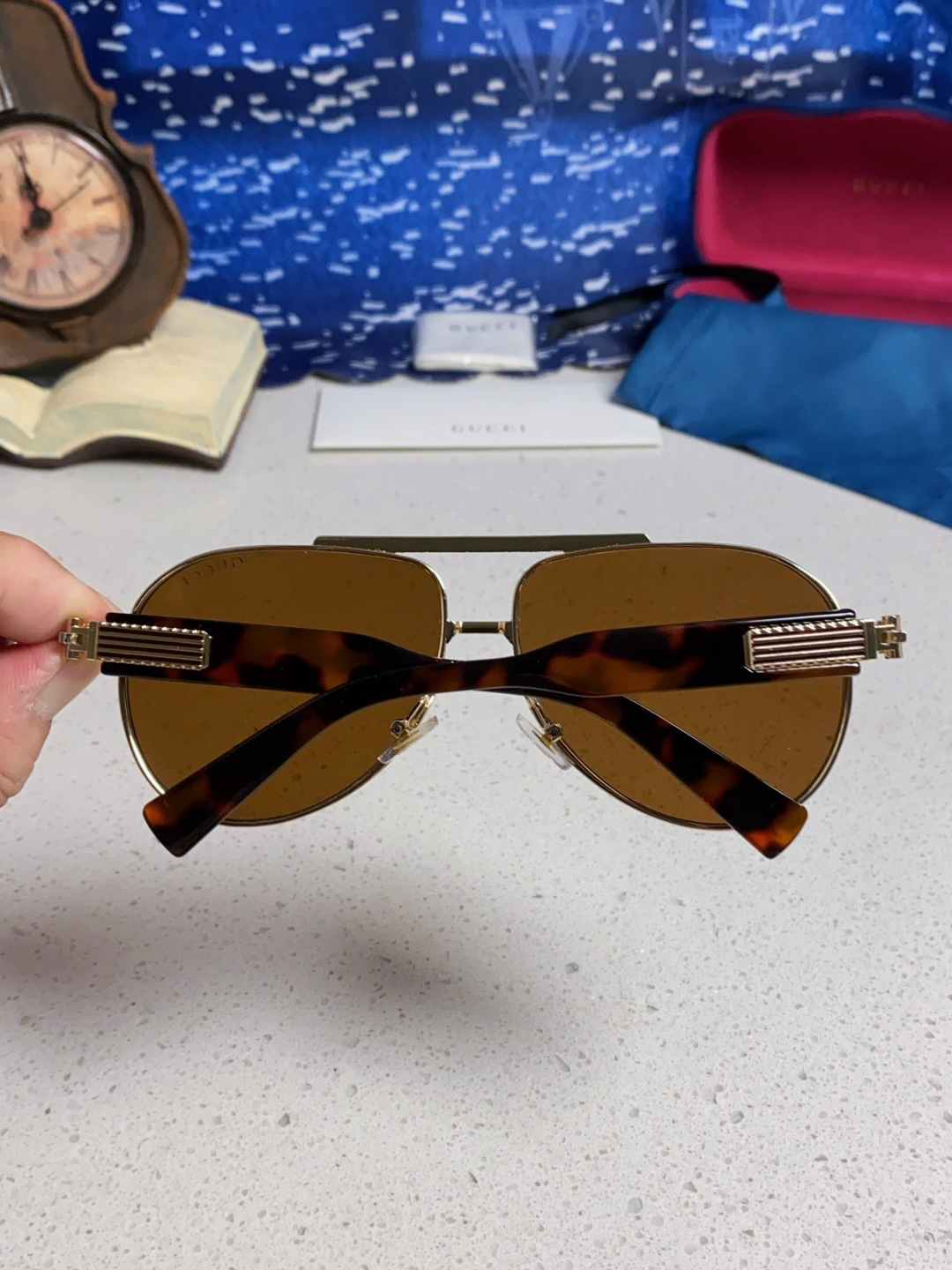 Gucci古奇 2025新款潮款太阳镜防紫外线墨镜男女复古时尚飞行员蛤蟆镜 高端上档次