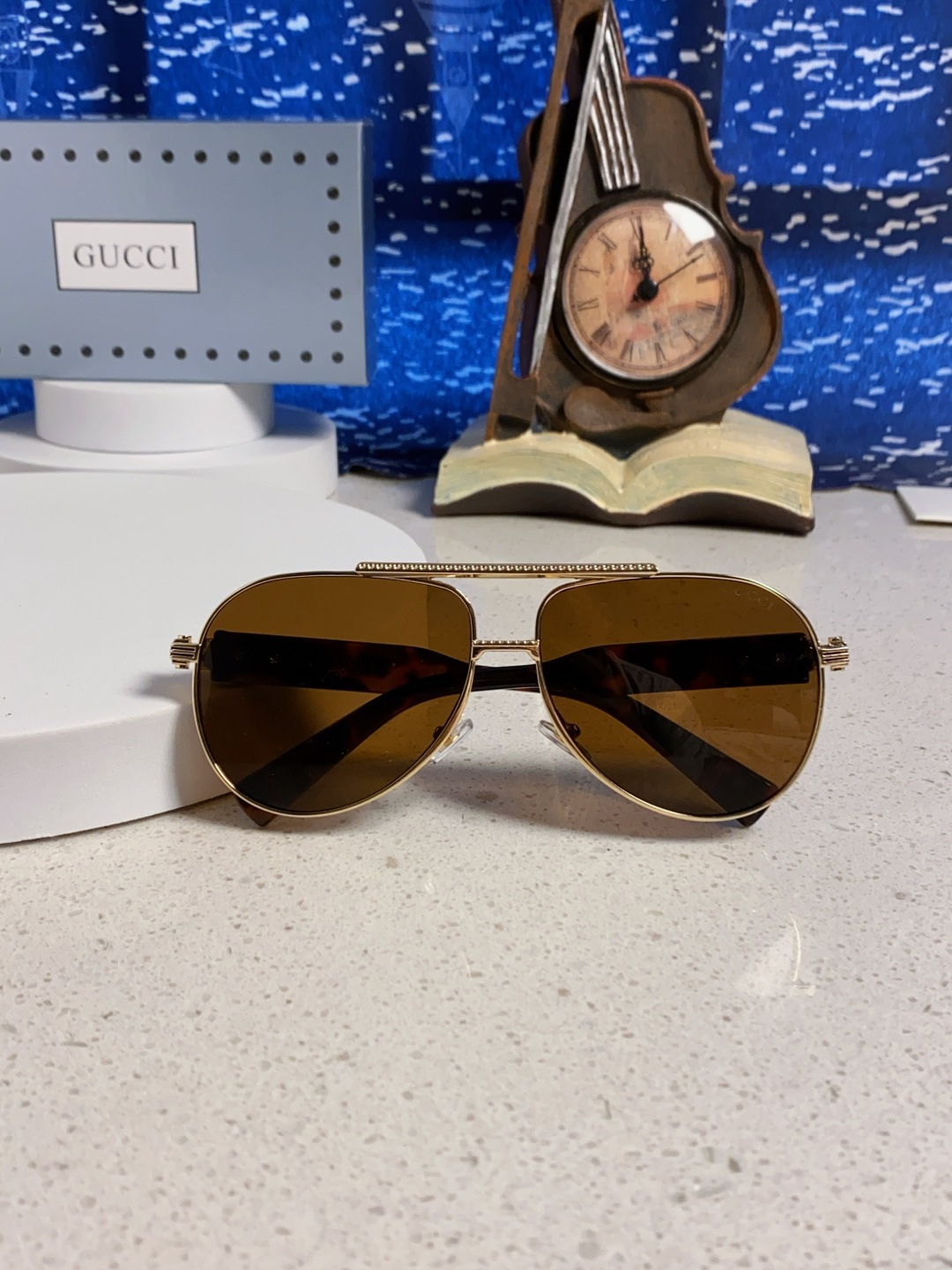 Gucci古奇 2025新款潮款太阳镜防紫外线墨镜男女复古时尚飞行员蛤蟆镜 高端上档次