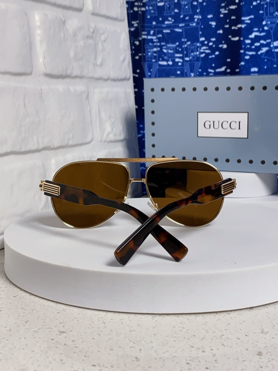 Gucci古奇 2025新款潮款太阳镜防紫外线墨镜男女复古时尚飞行员蛤蟆镜 高端上档次