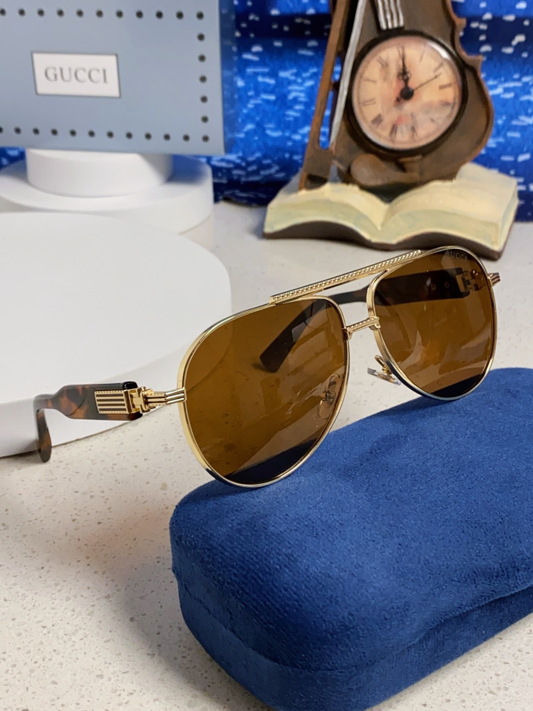 Gucci古奇 2025新款潮款太阳镜防紫外线墨镜男女复古时尚飞行员蛤蟆镜 高端上档次