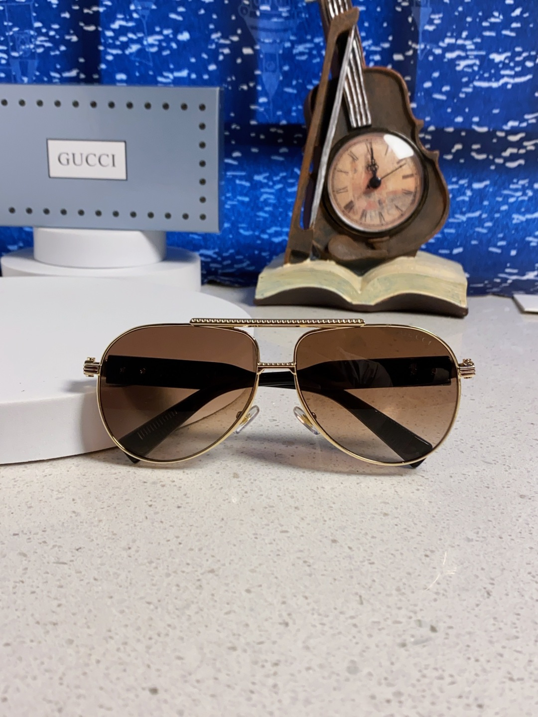 Gucci古奇 2025新款潮款太阳镜防紫外线墨镜男女复古时尚飞行员蛤蟆镜 高端上档次